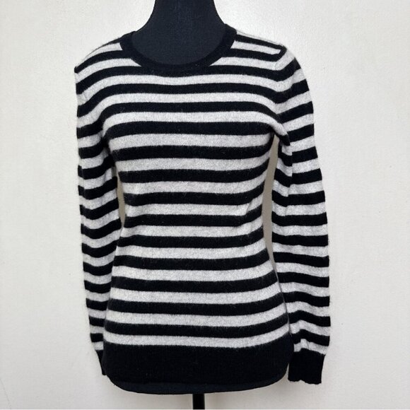 Lord And Taylor Womens Small Cashmere Black and White Striped Sweater - Picture 1 of 10